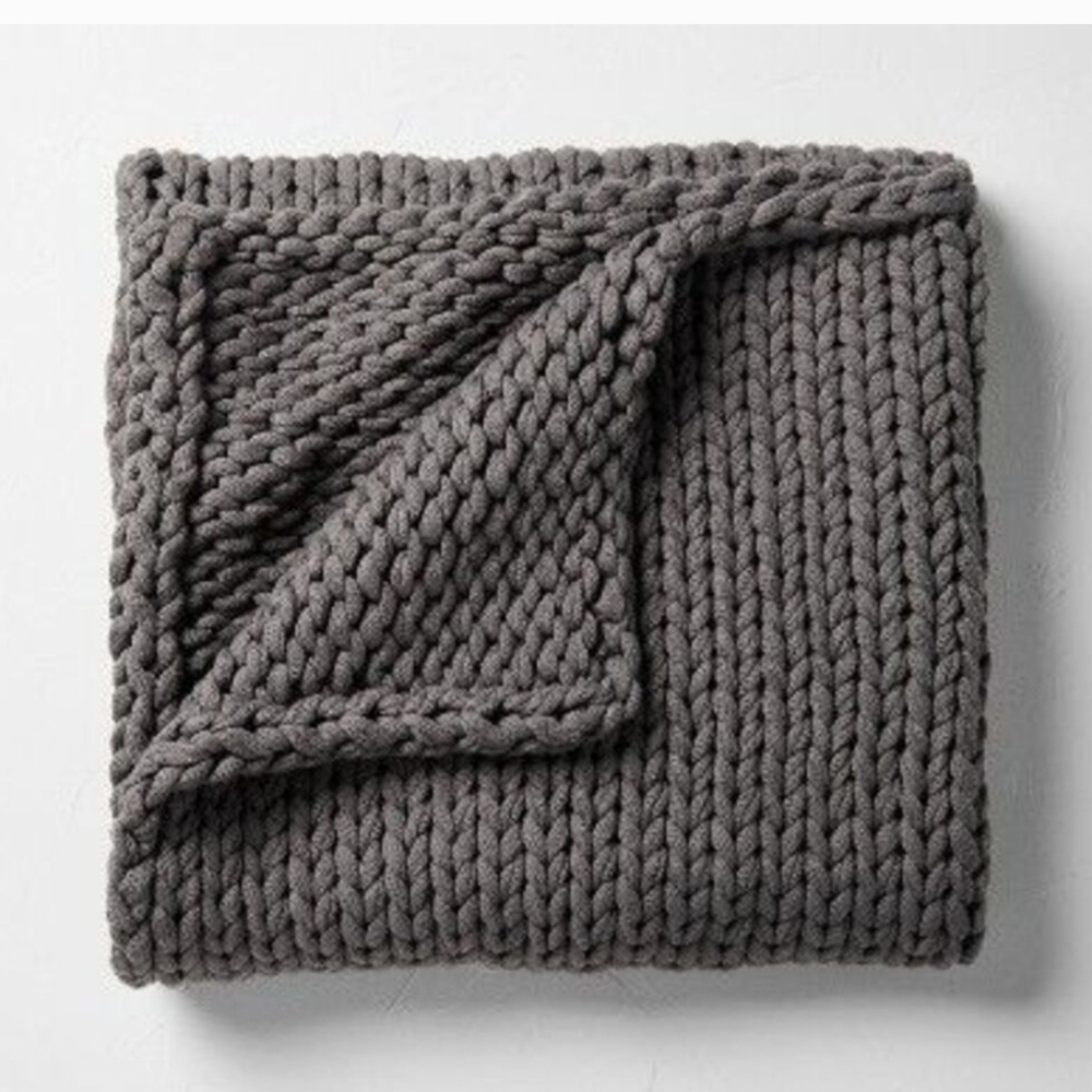 Casaluna Chunky Knit Blanket in Gray NWT